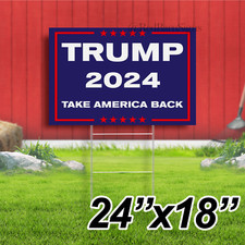 TRUMP 2024 TAKE AMERICA BACK 18"x24" YARD SIGN WITH STAKE WHOLESALE USA