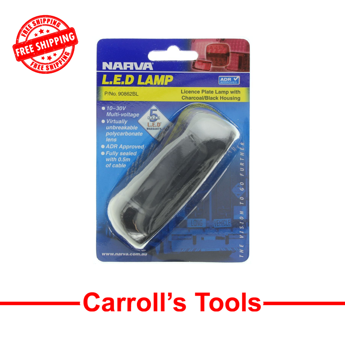 Narva LED Licence Plate Lamp Grey/Black 90862BL Australia