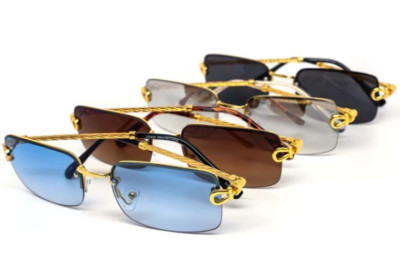 Luxury Designer Men's Clear Lens Gold Frame Hip Hop Retro Rectangular Glasses