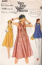 1970s Vintage Vogue Sewing Pattern B36 (92cm) Dress Top Pants (2333) Vogue 9509