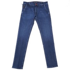 Handpicked Tapered-Fit 'Parma' Medium Blue Soft Stretch Denim Jeans 33 NWT