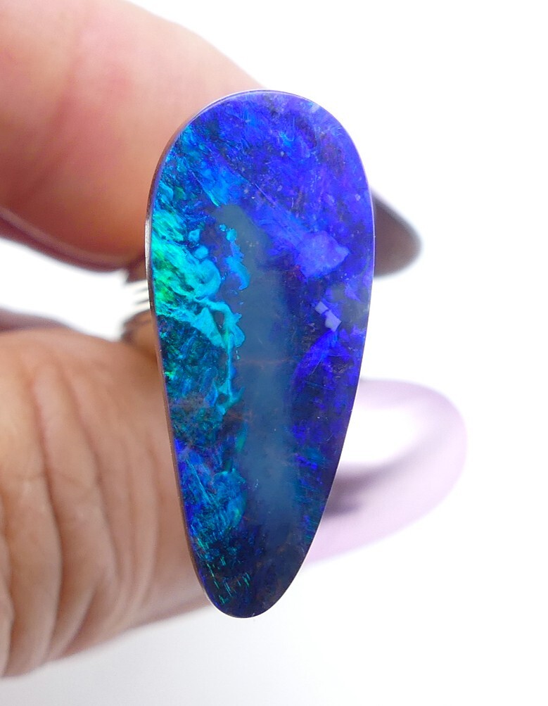 Australian Boulder Opal Solid Natural Opal Blue 22x10mm 11324