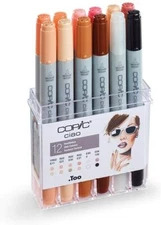**NEW Copic Ciao Dual-Tip Markers Skin Set (Pack of 12)