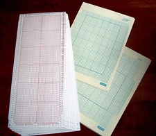 10 Blank 30 stitch Punchcard/10 grid paper for SilverReed knitting machine