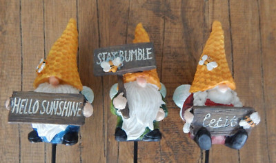 3 Gonks Garten Ornamente Pfähle Pflanztopf Deko Wabe Biene rustikal