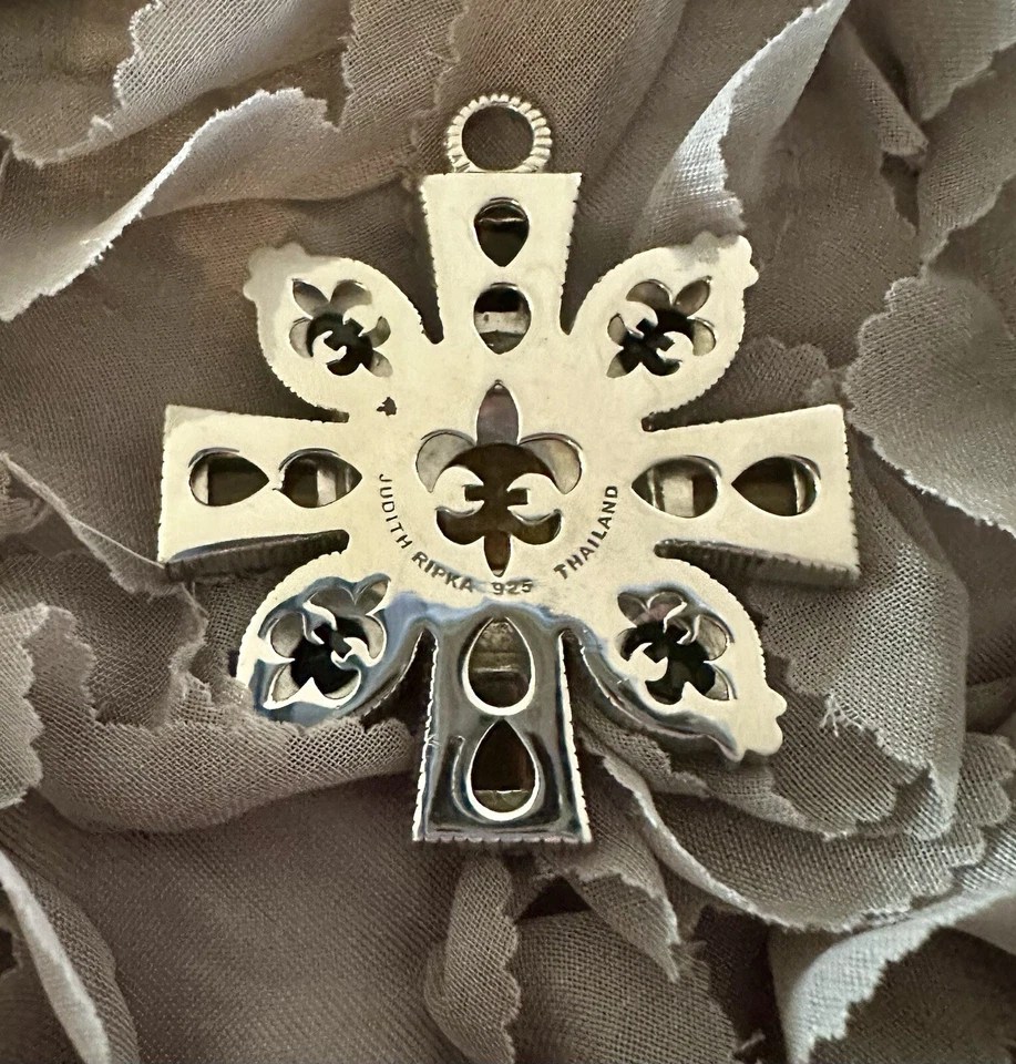 Pingente Judith Ripka prata esterlina olho de tigre citrino e ônix - Imagem 4 de 4