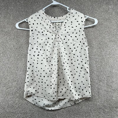 Mud Pie Women's Blouse Size Large White Black Sleeveless V-Neck
