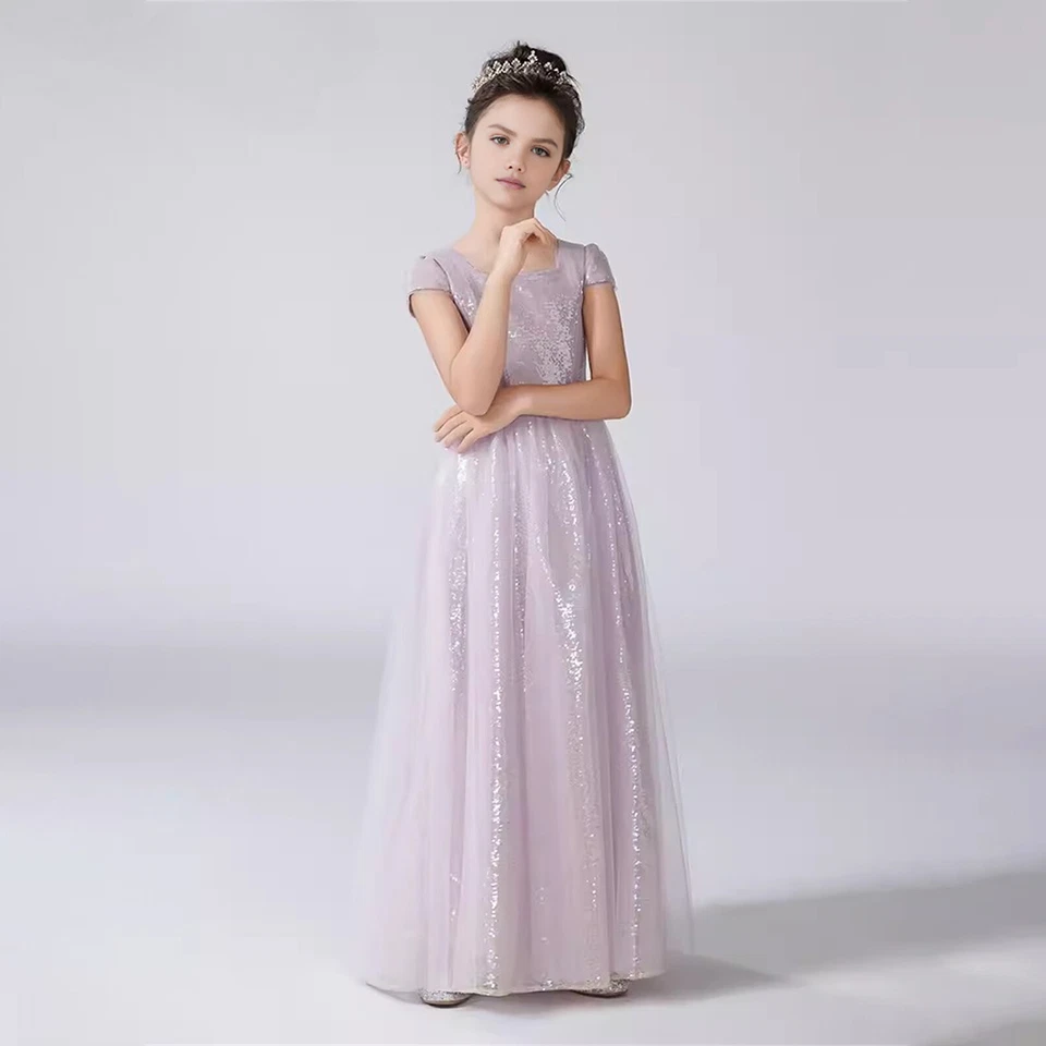 Pettigirl фиолетовый девочек официальный концерт платье жемчуг бант украшение выпускного вечера лето - Изображение 2 из 4