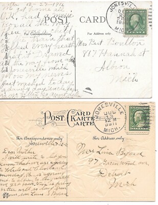 Michigan Postmarks 1910-1911 - Jonesville, Michigan - Postmarks on Postcards | eBay