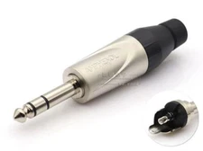 JS3P 6.35mm 1/4" TRS Stereo Plug Dual Channel Connector for Mixers Microphone