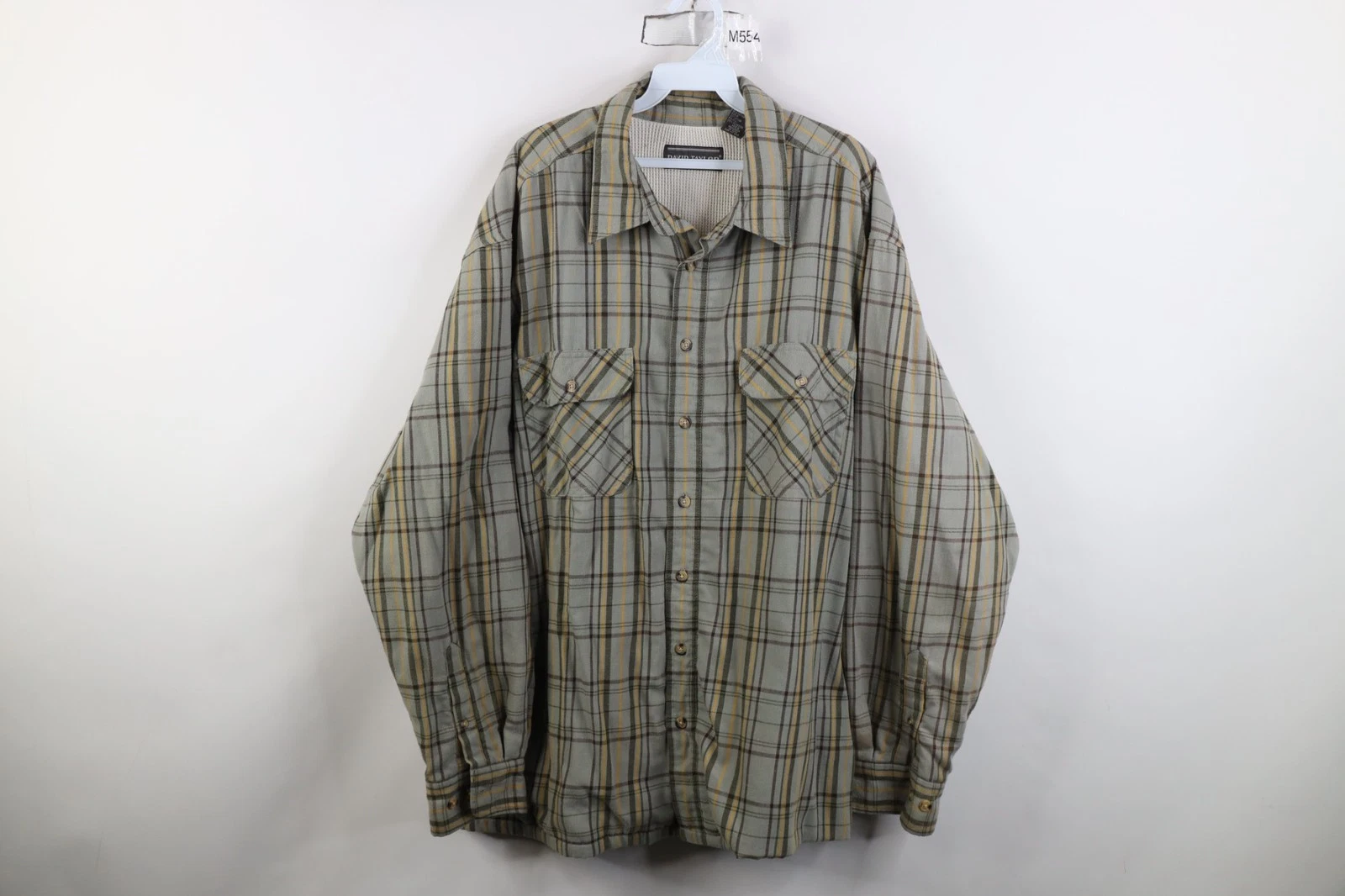 Vintage 90s Streetwear Mens XL Thermal Waffle Knit Lined Flannel Shirt Jacket