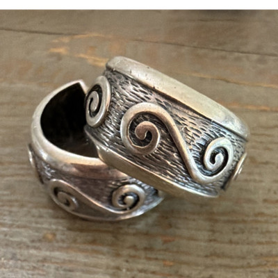 Schwere Sterling Silber 925 Creolen strukturiert Wirbel Design Pfostenrücken 