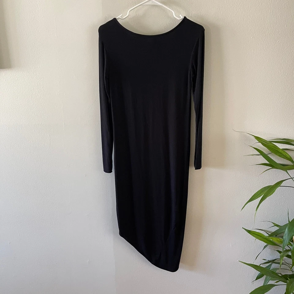Vestido Revolve Indah Midi Mujer Pequeño Negro Dobladillo Asimétrico Jersey Foto 3 de 4
