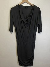 Alice & Olivia Base Dress Gray Cowl Neck Ruched Bottom Accent Medium NWT