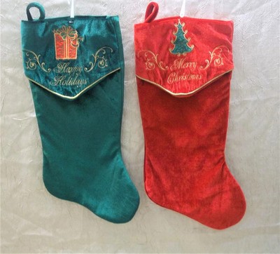 Merry Christmas & Happy Holidays Two Stockings New without Tags