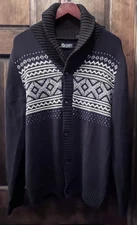 Men’s Chaps Ralph Lauren Button Up Cardigan Black & White Size Medium Nice