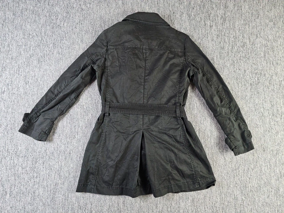 复古 Lacoste 风衣女式 38 黑色腰带 D-Breast 鳄鱼标志 — 第 3/4 张图片