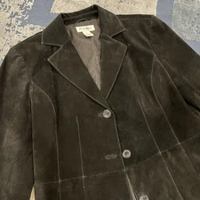 Preston & York vintage Y2K genuine suede leather blazer jacket pockets Large