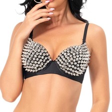 Rivet Corset Luxury Punk Crop Top Bra for Nightclub Party