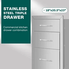 Three drawers cabinet triple Stainless steel Kitchen Cabinet for Outdoor BBQ