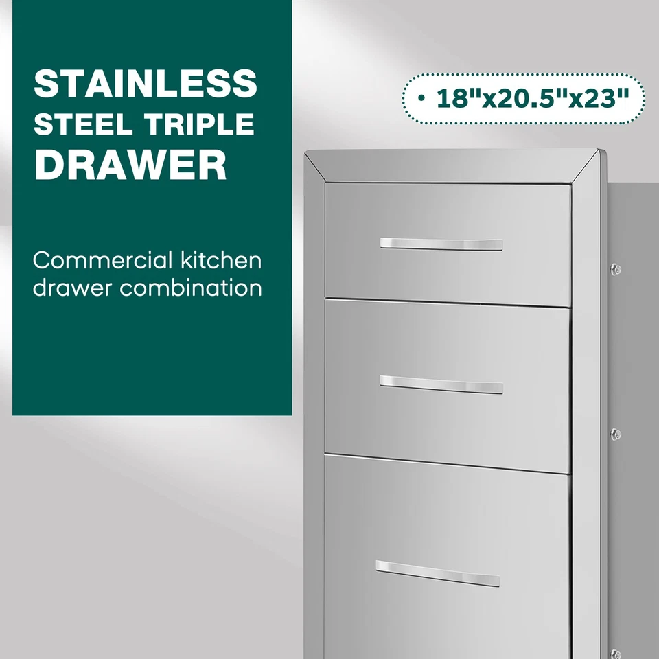 Outdoor BBQ three drawers cabinet triple Stainless steel Kitchen Cabinet ctg5 - Image 2 of 4