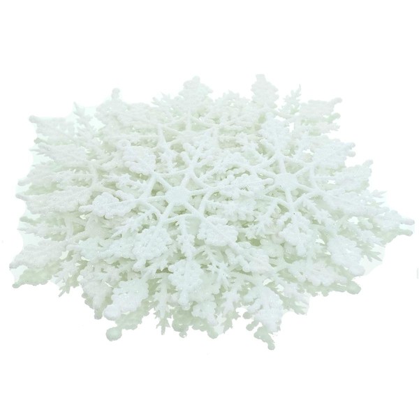 Kaemingk Weihnachtsdeko Schneeflocken Weiß Mit Glitter Ø 10 Cm - Kunststoff-image