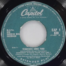 TENNESSEE ERNIE FORD His Hands CAPITOL EAP 1-639 VG- 45 RPM 1956 Country 7" Folk