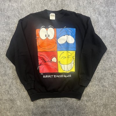 Vintage Face Offs Men's Large Sweatshirt Black 90s Subject To Mood Swings Freeze