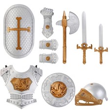 Medieval Knight in Shining Armor, Kids Crusader Pretend Role Play Plastic Cos...