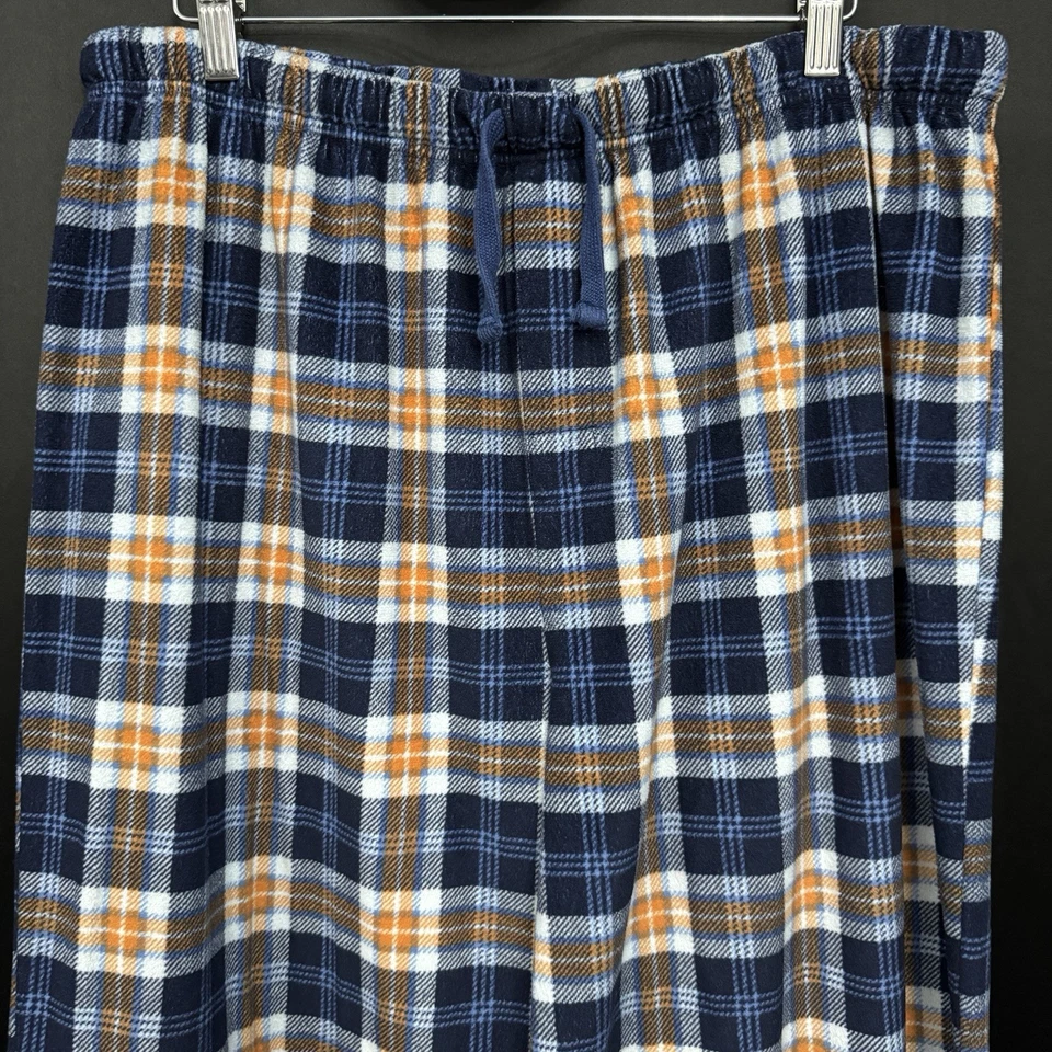 IZOD Ropa de Dormir Para Hombre XL Franela Pantalones de Salón Azul Naranja Cordón a Cuadros Foto 3 de 4