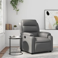Relaxsessel Kunstleder Grau Mit Liegefunktion Und Manueller RüCkenverstellung