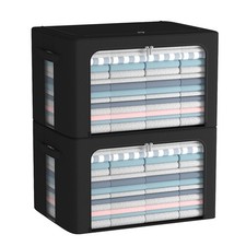 FHSQX 2 Pack Clothes Storage Bins Foldable Metal Frame Storage Box Linen Fabr...