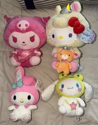 Sanrio Hello Kitty My Melody Kuromi Cinnamoroll Plush Stuffed Animal Toy Bundle