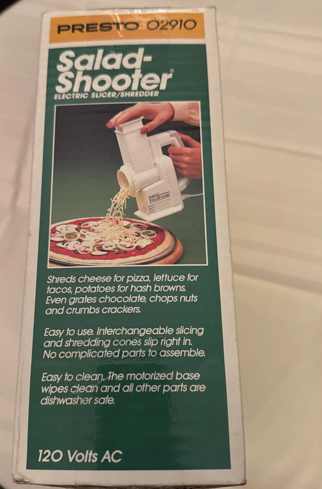 New! VINTAGE PRESTO SALAD SHOOTER ELECTRIC SLICER/SHREDDER - NEW - 1989 - Image 2 of 4