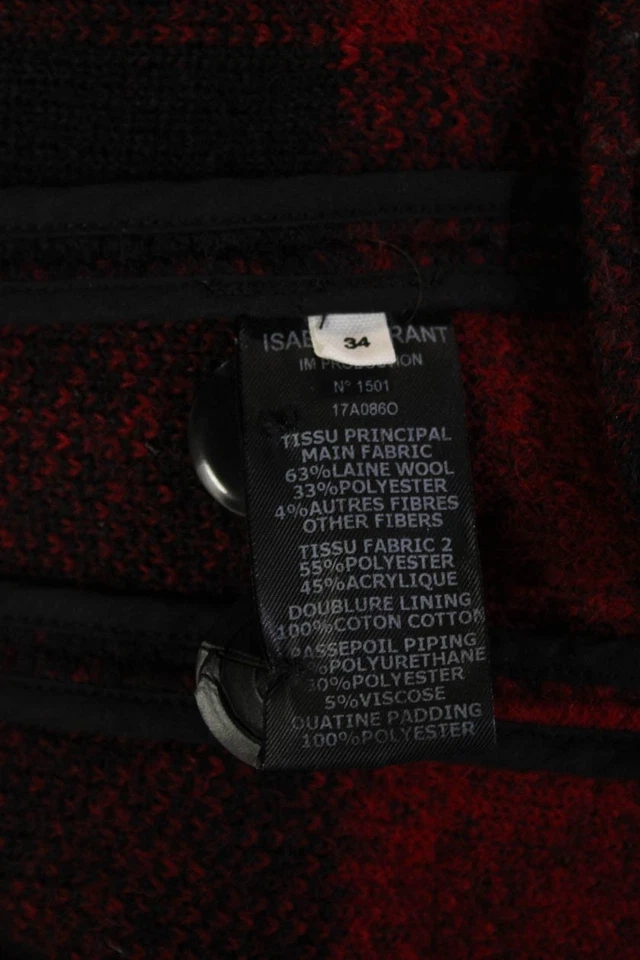 Isabel Marant Etoile Womens Pea Coat Black Wool Blend Button Collared Size M - Image 4 of 4