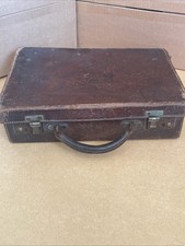 Vintage small brown leather suitcase (likely 1920’s To 1940’s)