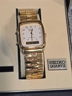 Seiko Men's Vintage Gold Tone Ana-Digi Quartz Watch H601-5509 New Battery