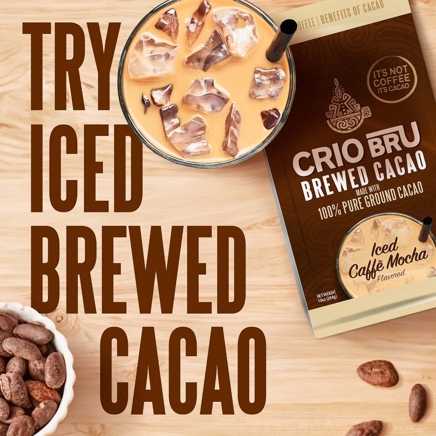 Crio Bru Ghana French Roast 10 oz Bag | Natural Healthy Brewed Cacao Drink