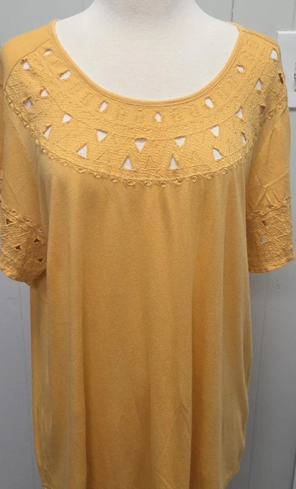 Top Lucky Brand Boho Azteca Mujer 1X Amarillo Mostaza Foto 2 de 4