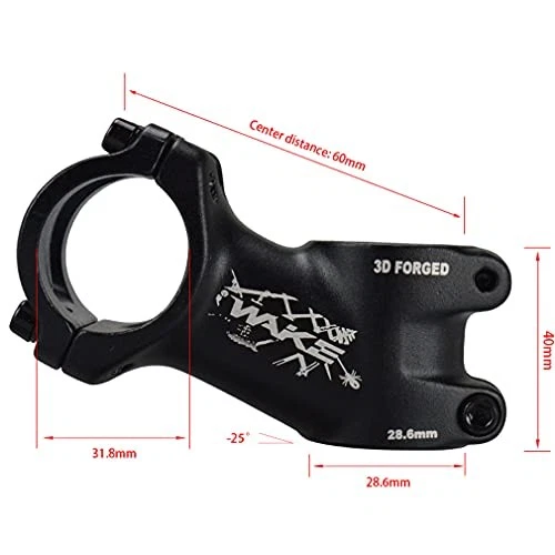 Stem 31.8 Stem 60mm 25 Degree Wake Mountain Bike Stem Short Handlebar Stem for - Image 3 of 4