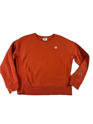 Vintage Y2K Champion Reverse Weave Crewneck Sweatshirt Medium Orange Blank