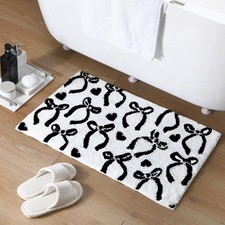 Black Bow Bathroom Rug 20x32 Inch Non Slip Washable Bath Mat Coquette Carpet