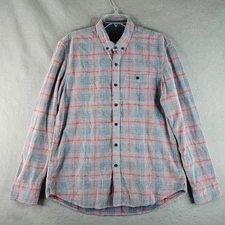 Copper Oak Legacy Mens Corduroy Shirt Large Pink Blue Plaid Outdoors Rugged