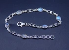 5.4 Gm 925 Sterling Silver Natural Rainbow Moonstone Gemstone Bracelet Size 8.5"
