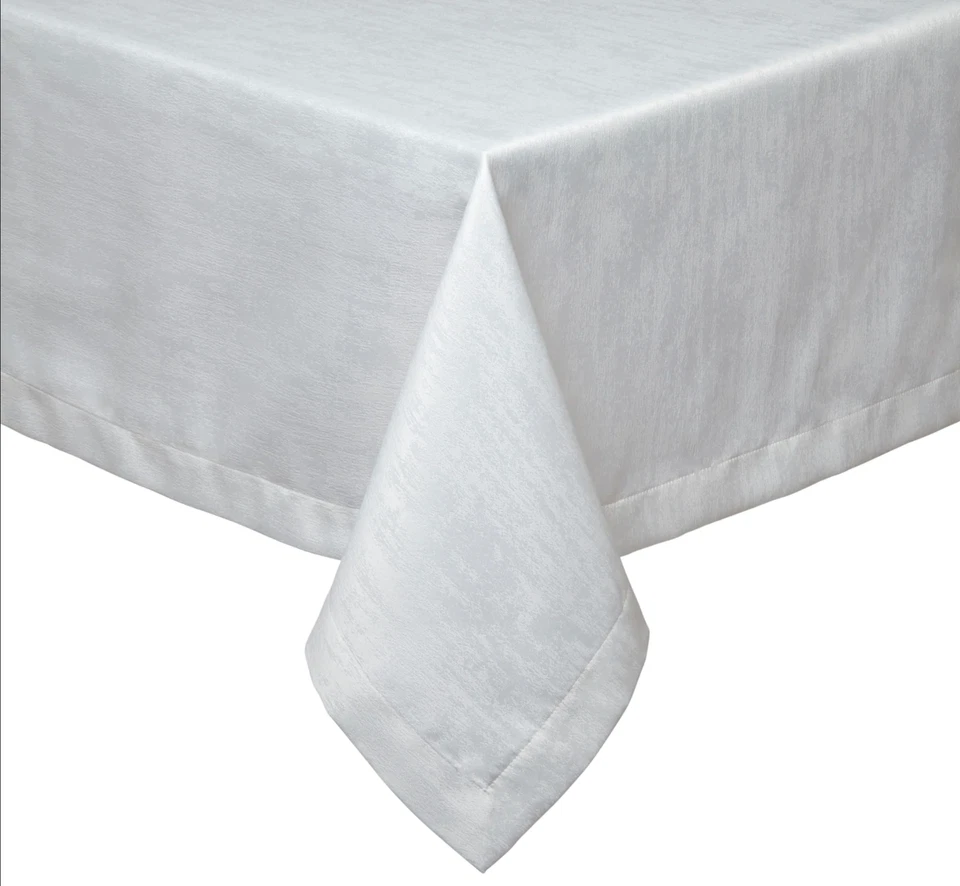 MODE LIVING LISBON WHITE JACQUARD OBLONG TABLECLOTH 66" x 144" STAIN PROOF NEW - Image 4 of 4