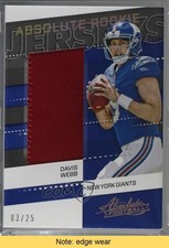 2017 Panini Absolute Absolute Rookie Jerseys Prime 3/25 Davis Webb #29 READ x5u
