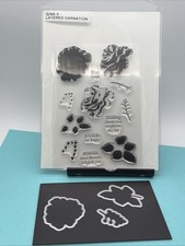 Gina K Designs "Layered Carnations" Photopolymer Stamp Set of 13  Dies BUNDLE