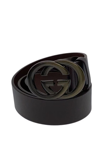 GUCCI GG belt, leather, brown, men's, item number 170854, minor scratches.