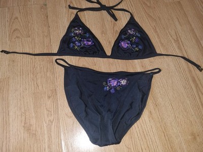 Gorgeous Black F&F bikini top bottom set size 8 10 B/C
