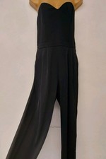 H M Ladies Jumpsuit Size 10 New Black Cat Suit Bandeau Sleeveless Bodice